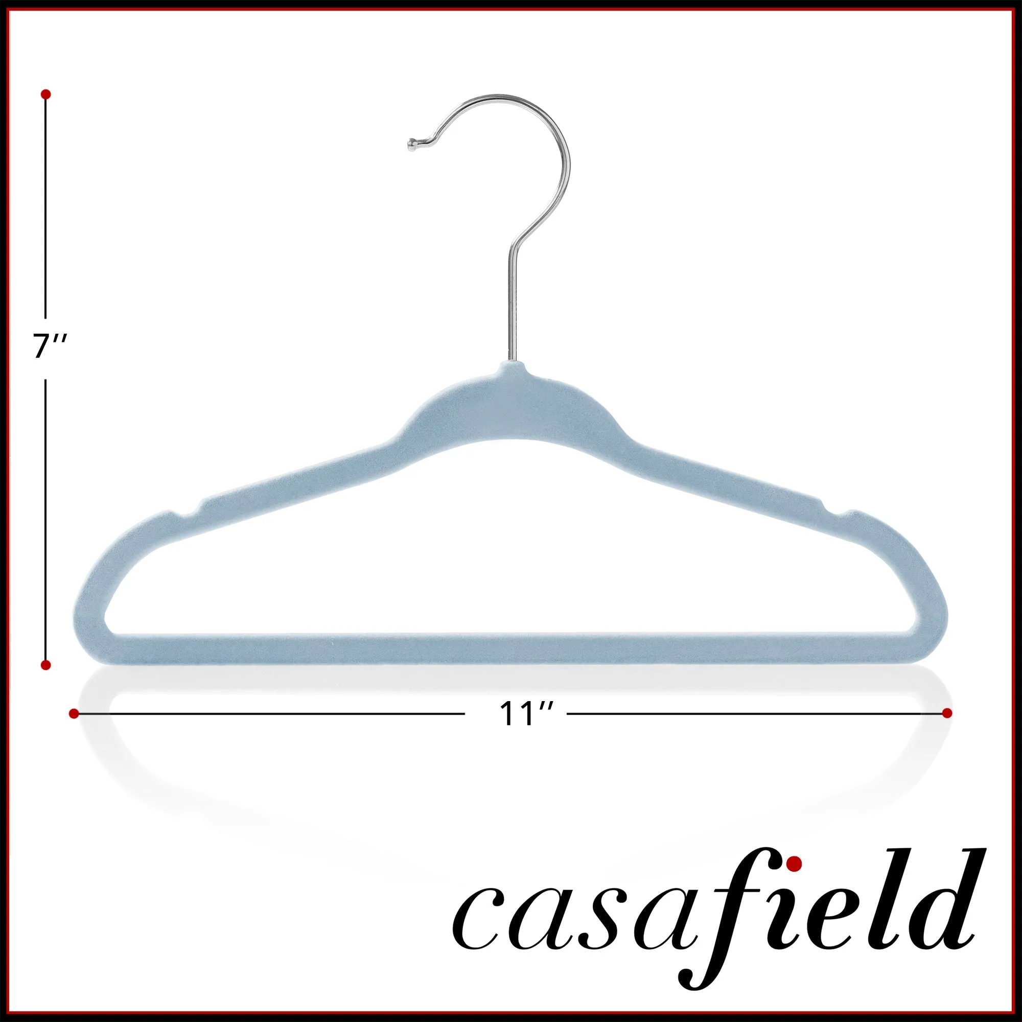 100 Velvet 11" Baby Hangers - Light Blue
