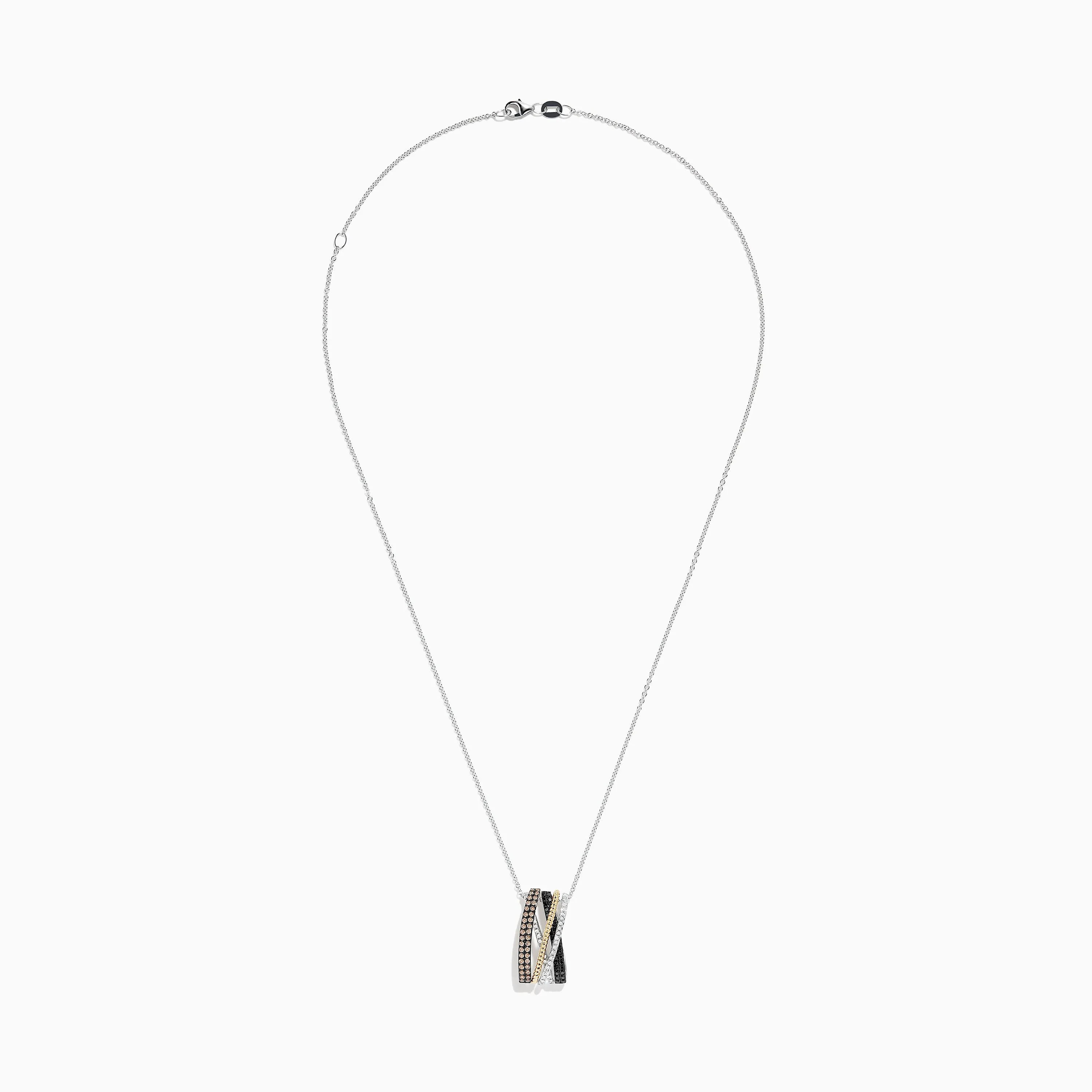 14K Trio-Color Gold Brown, Black and White Diamond Pendant 0.61 TCW