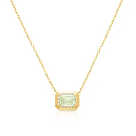 14KT Yellow Gold Green Amethyst Diamond Marabel Necklace
