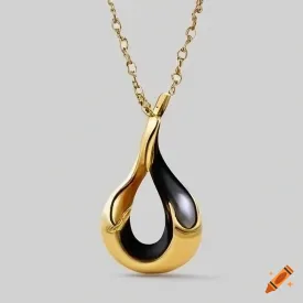 18KY A.I. Freeform Black Enamel Drop Fashion Pendant