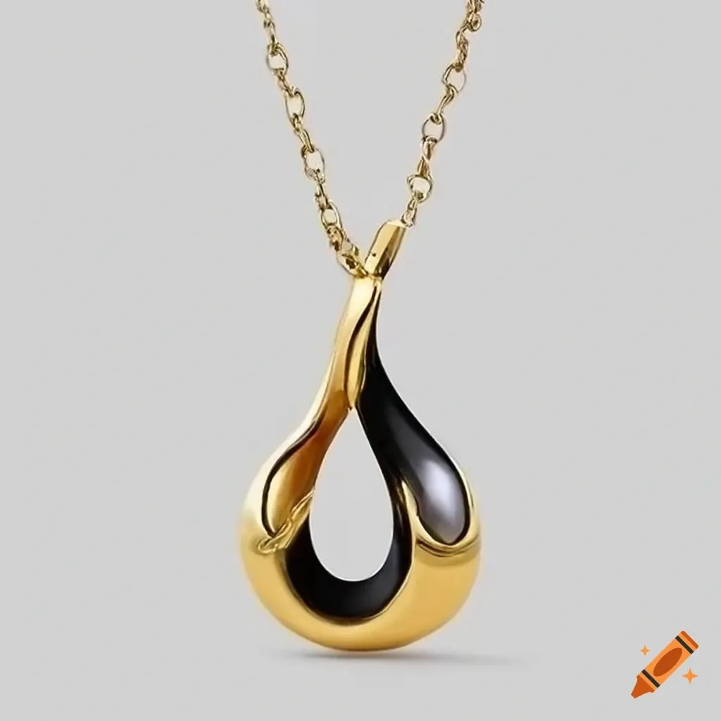 18KY A.I. Freeform Black Enamel Drop Fashion Pendant