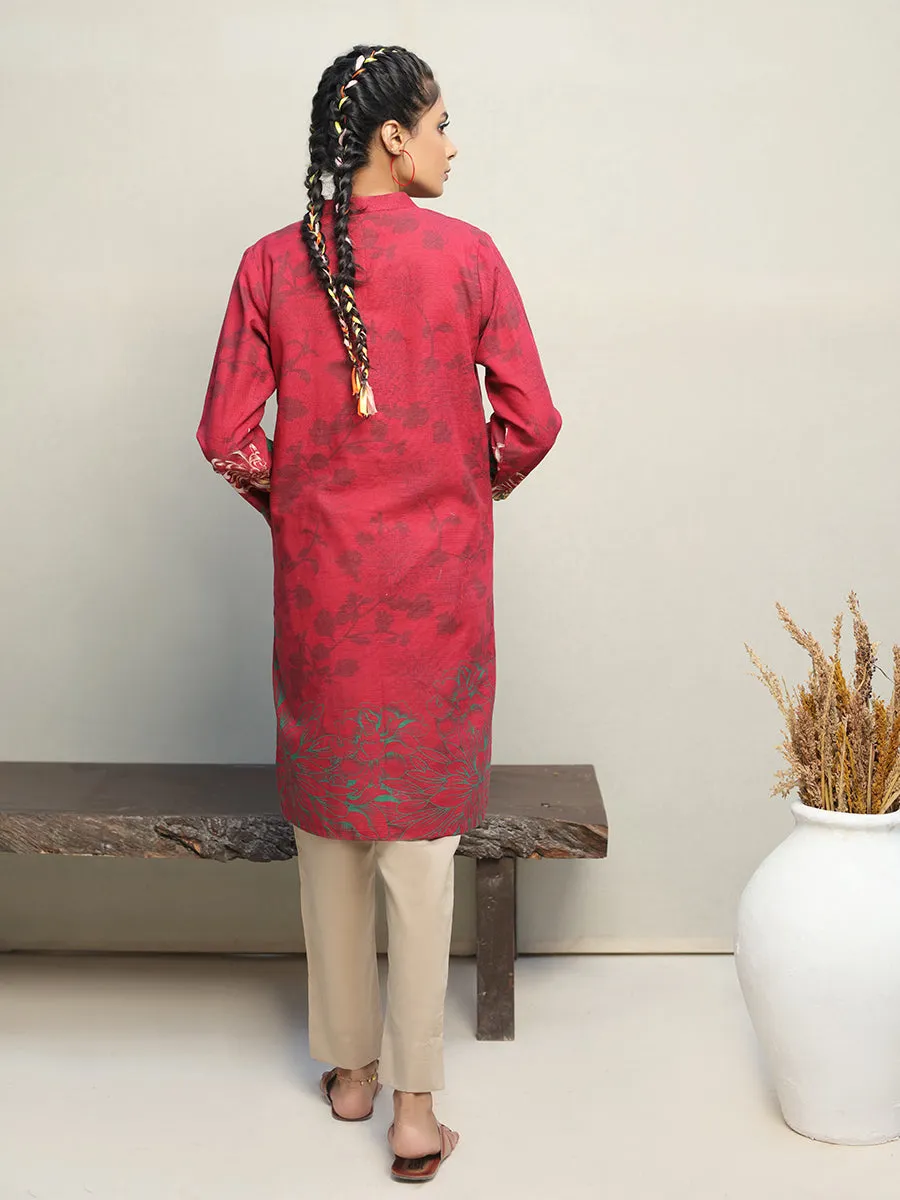 1pc Stitched Basic Printed Khaddar Shirt