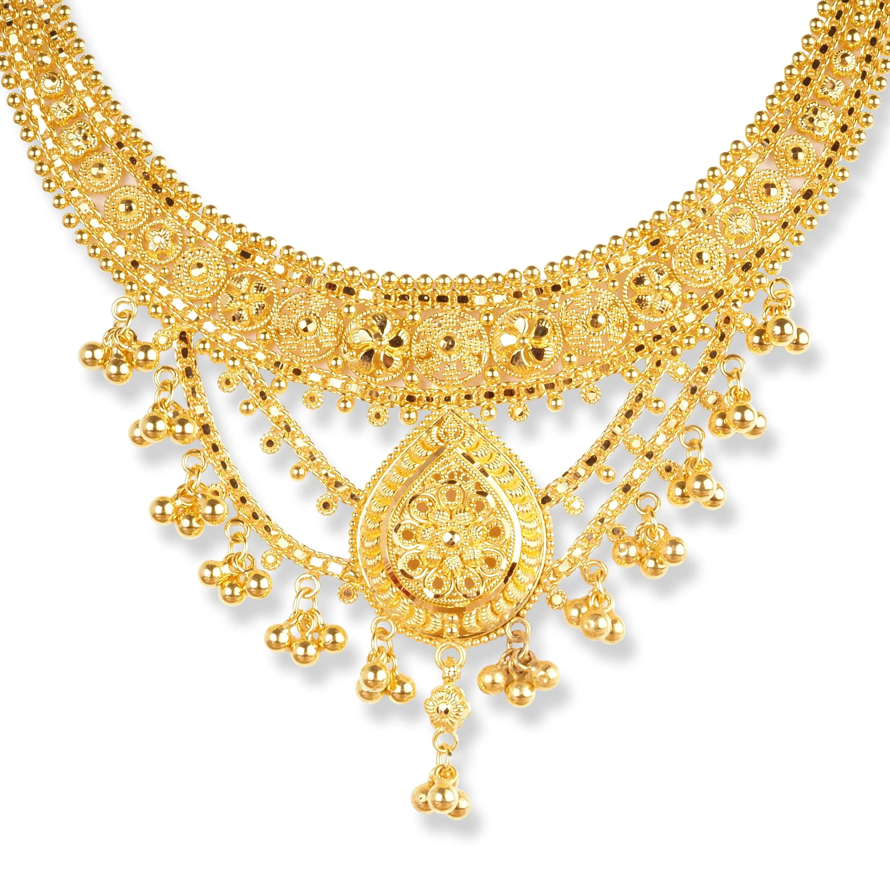 22ct Gold Filigree work Design Set with Beaded Drops N-7925