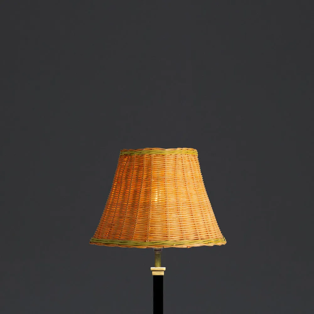 25cm empire shade in natural rattan with green stripe