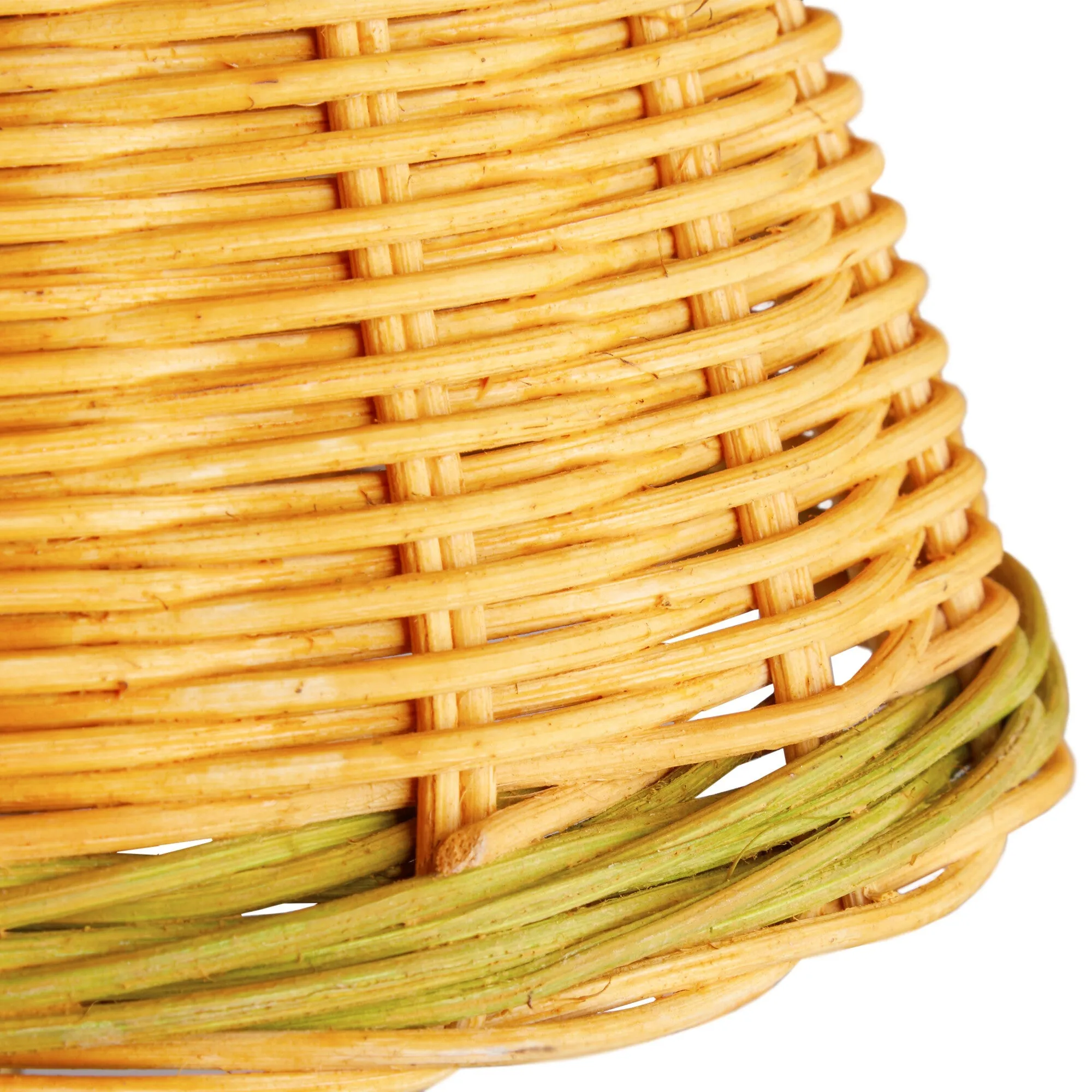 25cm empire shade in natural rattan with green stripe