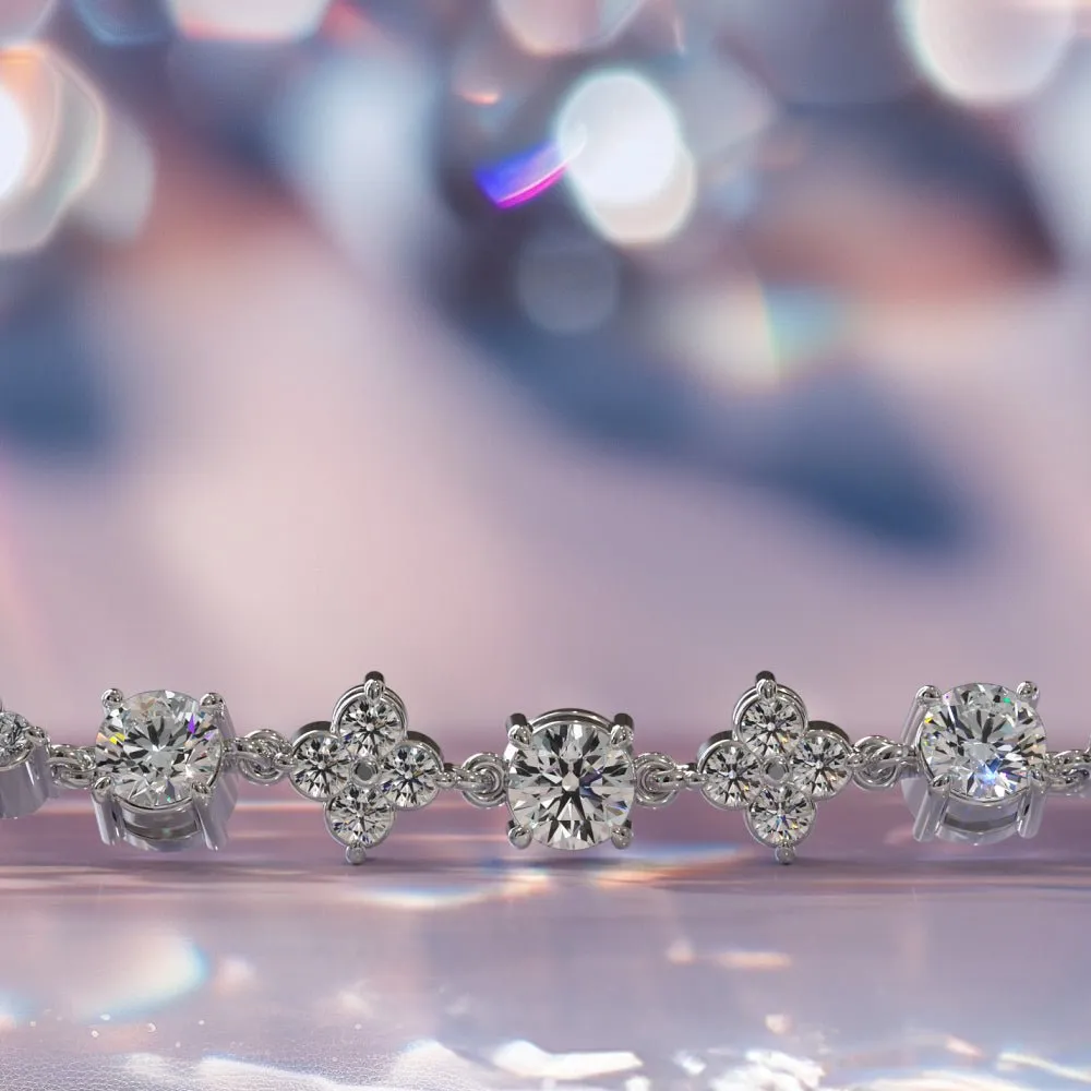Alternating Clusters Diamond Lab-Grown Diamond Necklace with 17.89 ct.(finished) 2.3mm, 5mm