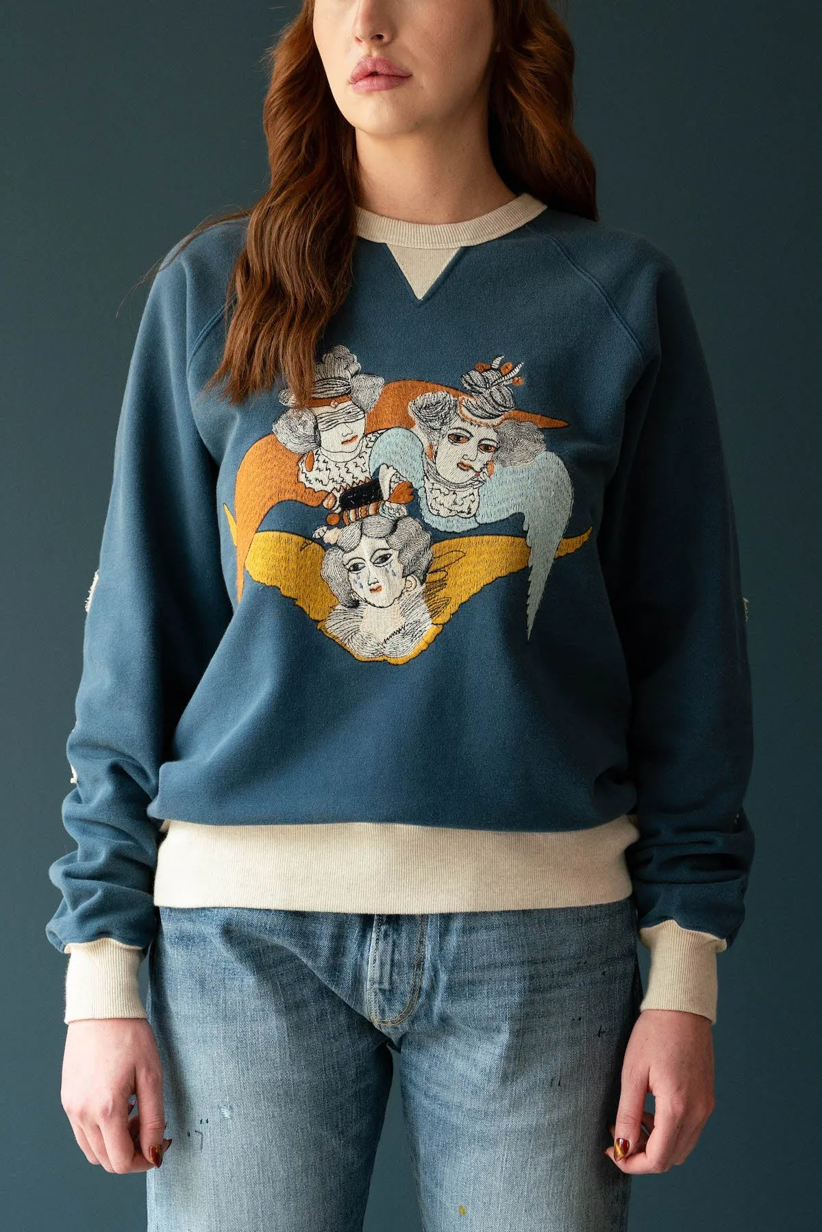 Angel Crewneck - Navy/Oatmeal