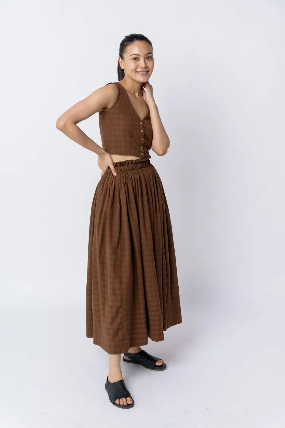 Antique brown pull - on skirt - Brown