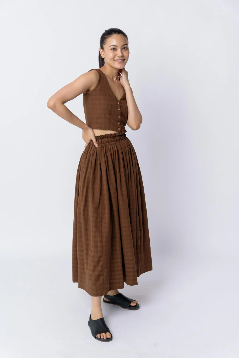 Antique brown pull - on skirt - Brown