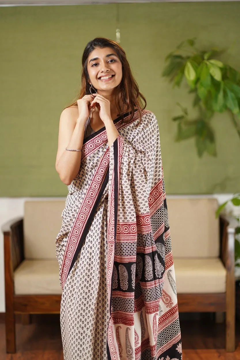 Bagh Hand Block Printed Cotton Saree