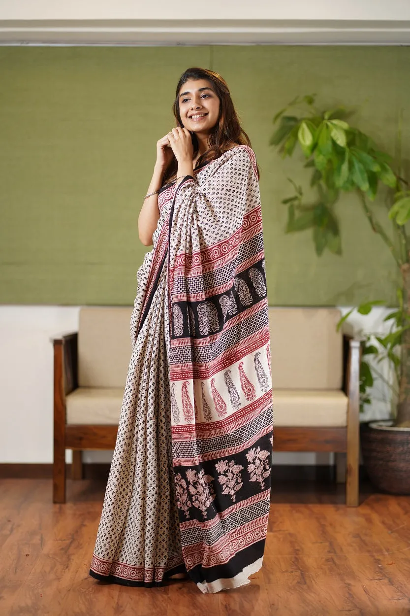 Bagh Hand Block Printed Cotton Saree