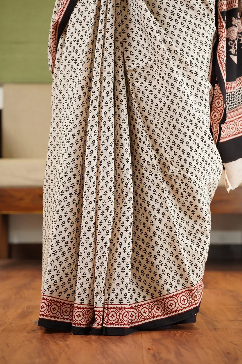 Bagh Hand Block Printed Cotton Saree
