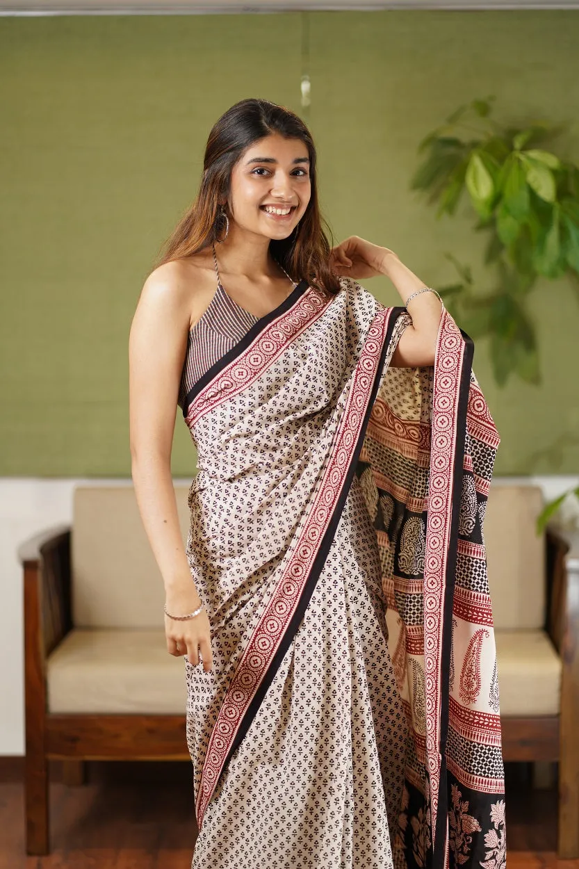 Bagh Hand Block Printed Cotton Saree