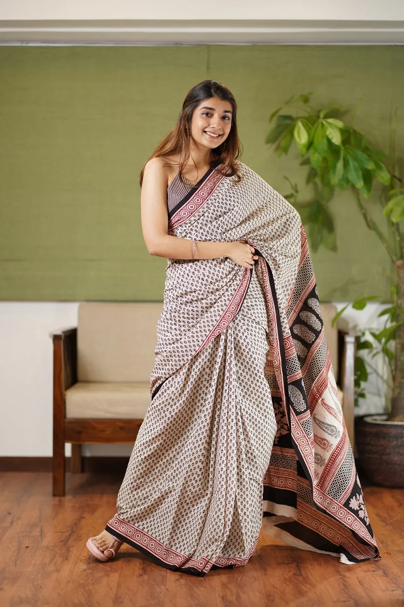 Bagh Hand Block Printed Cotton Saree
