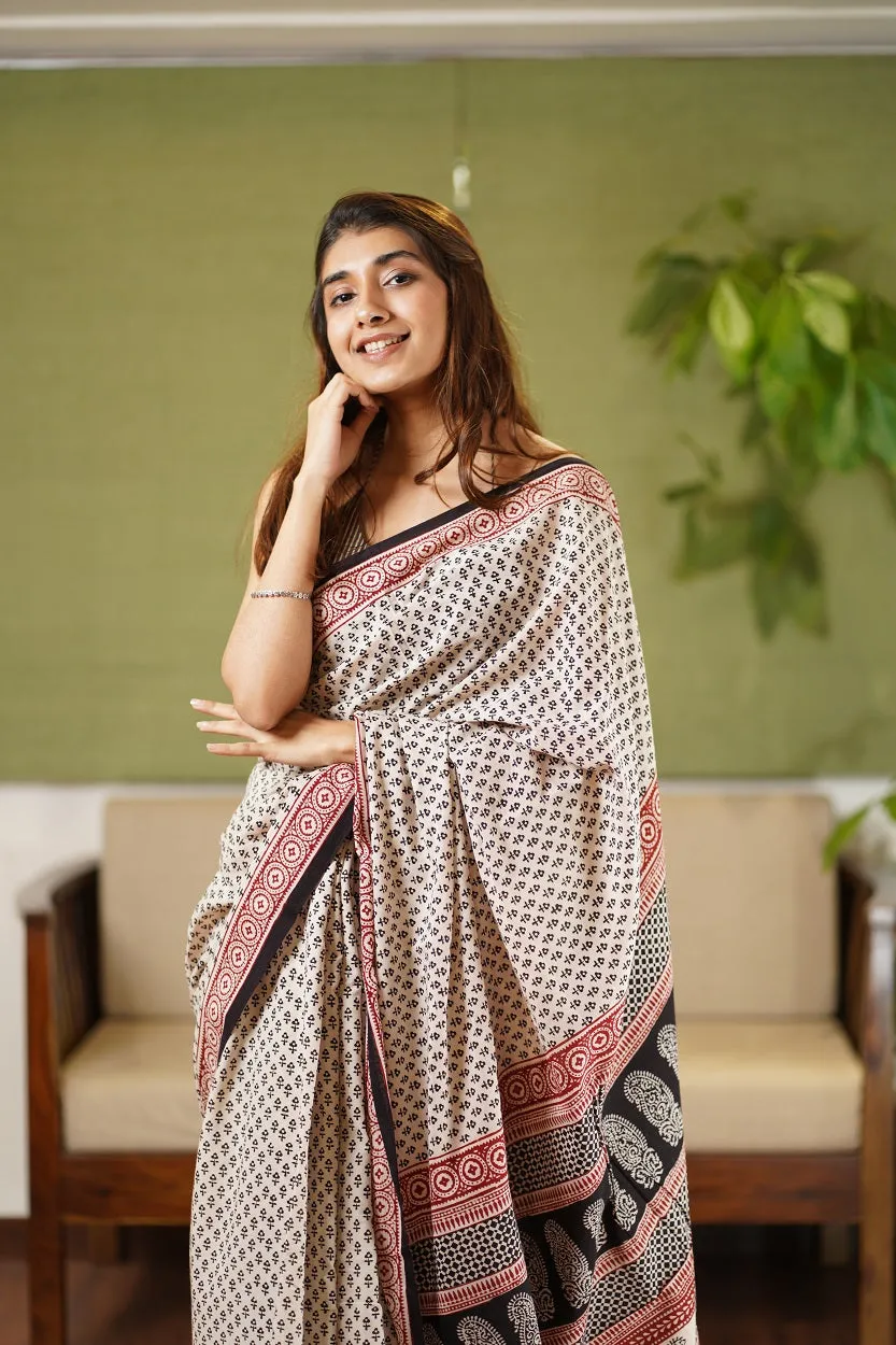 Bagh Hand Block Printed Cotton Saree