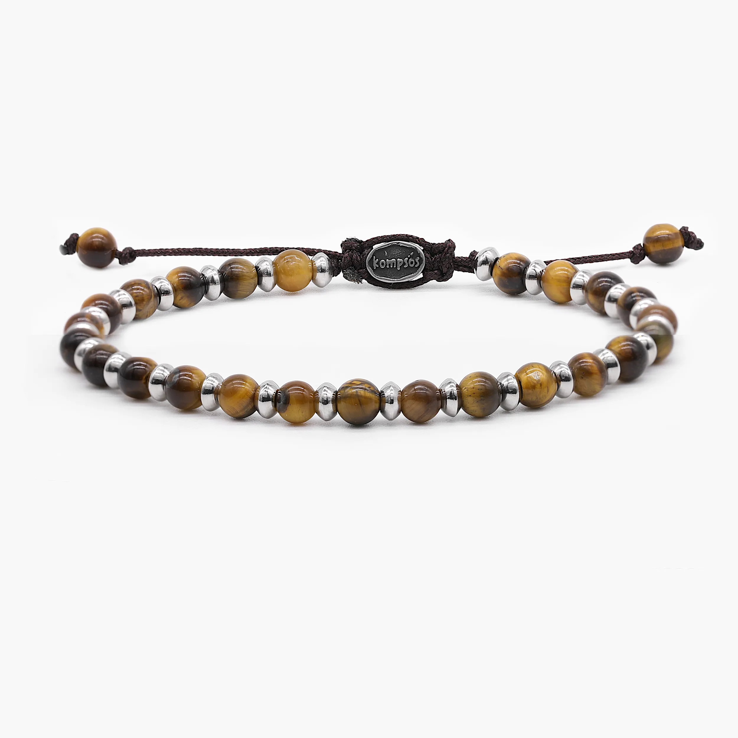 Beaded Bracelet With Tiger Eye and Silver Beads