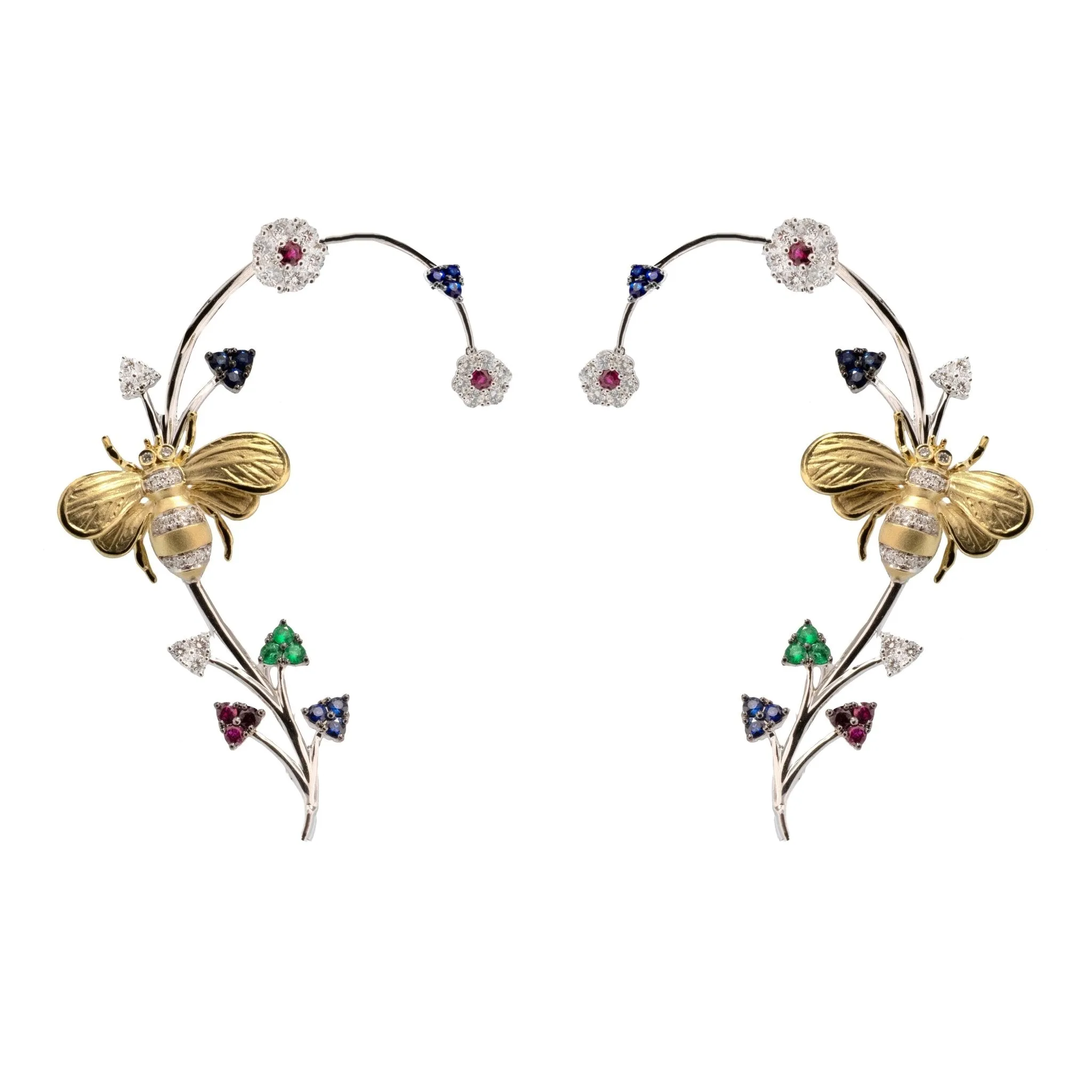 Bee Cuff Earrings in 18k Gold with Diamonds
