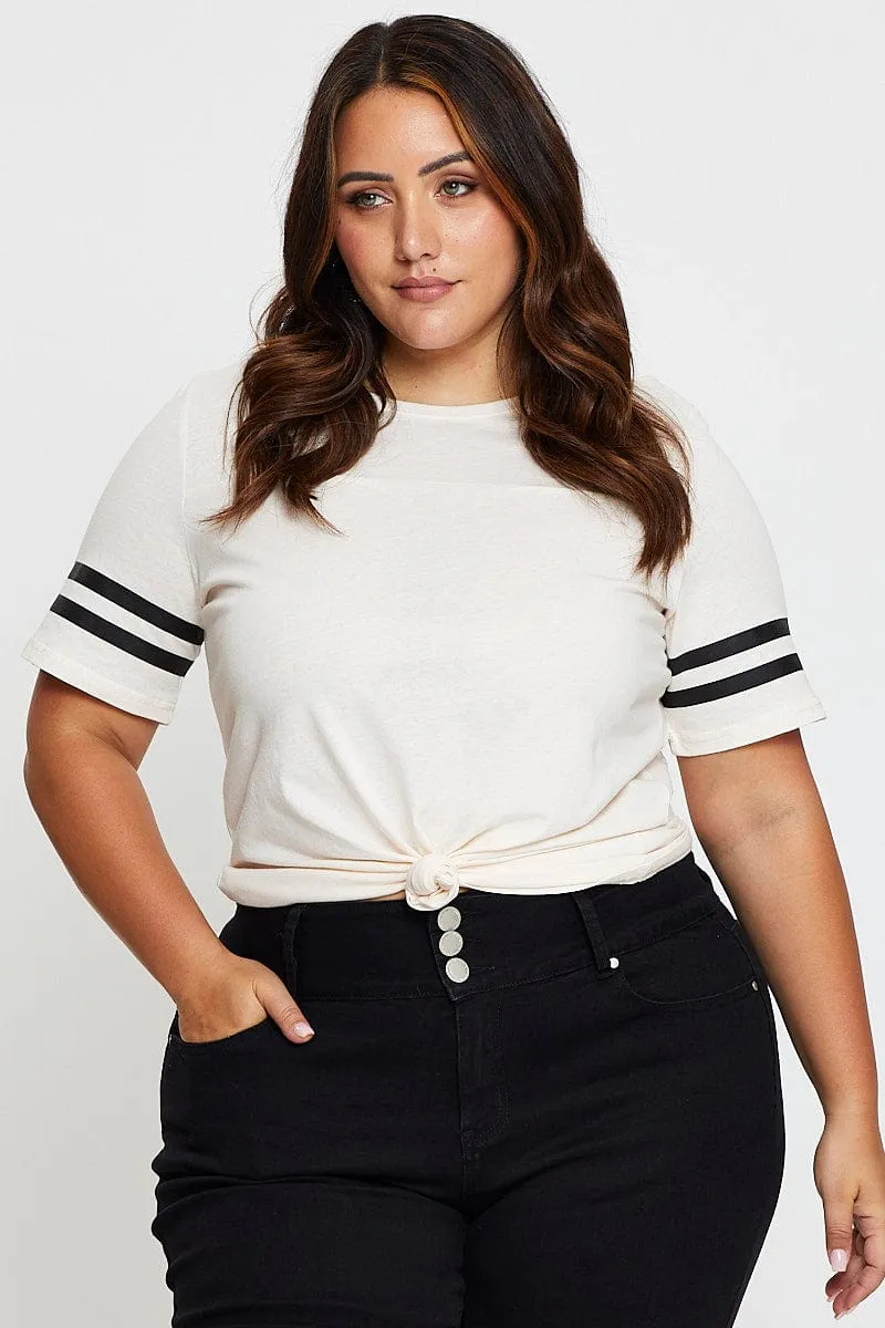 Beige Graphic T-Shirt Short Sleeve