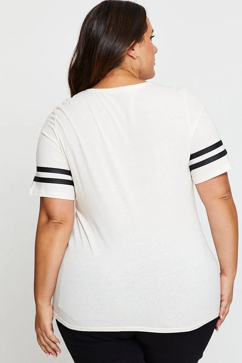 Beige Graphic T-Shirt Short Sleeve