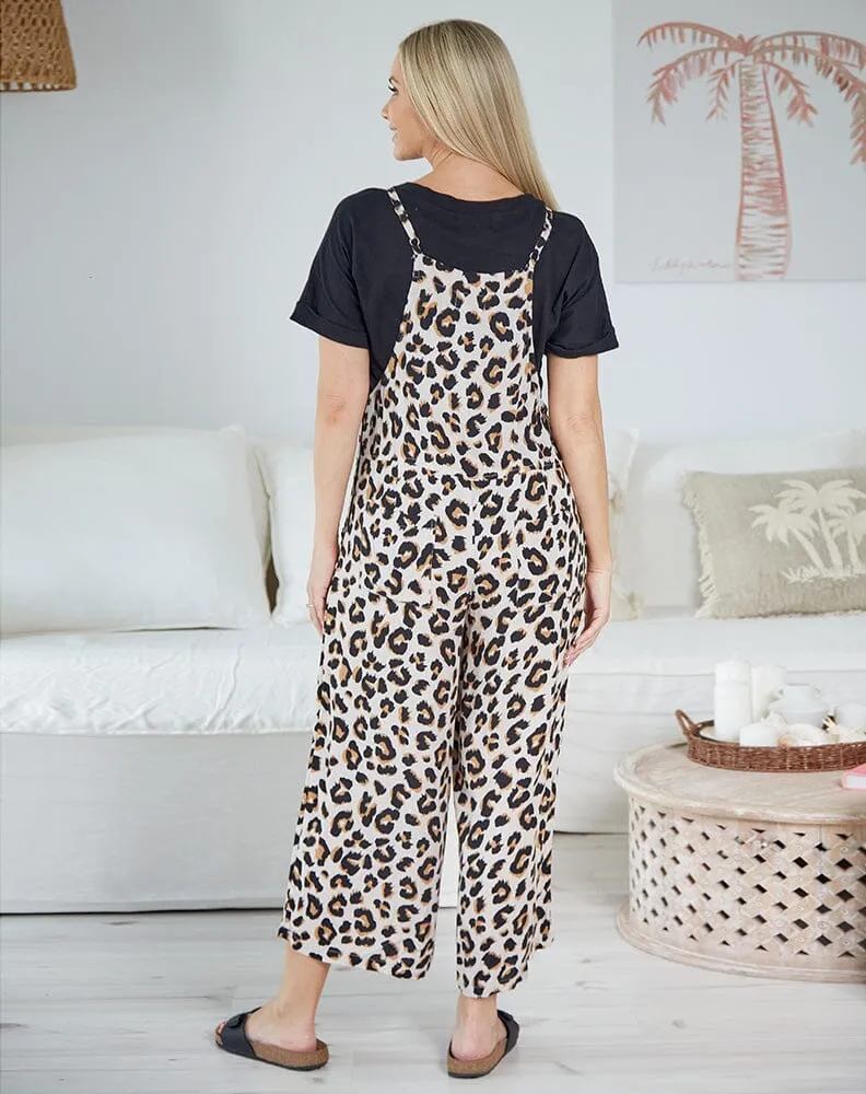 BILLI Light Leopard Strappy Overalls Jumpsuit