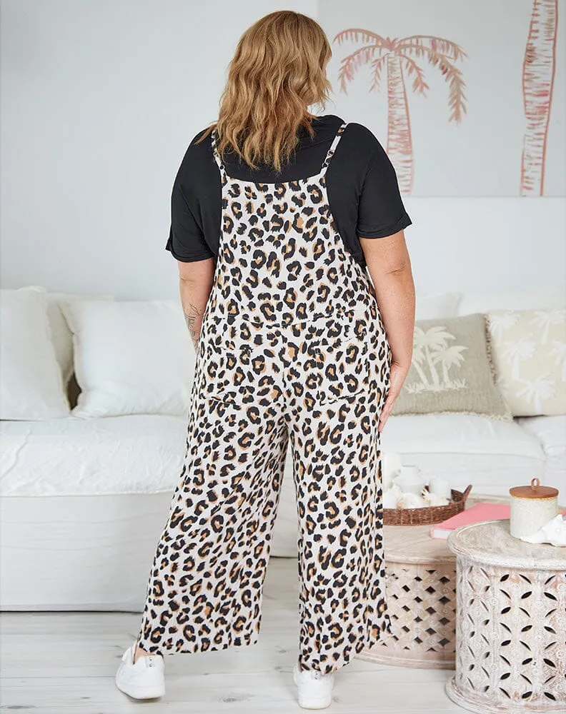 BILLI Light Leopard Strappy Overalls Jumpsuit