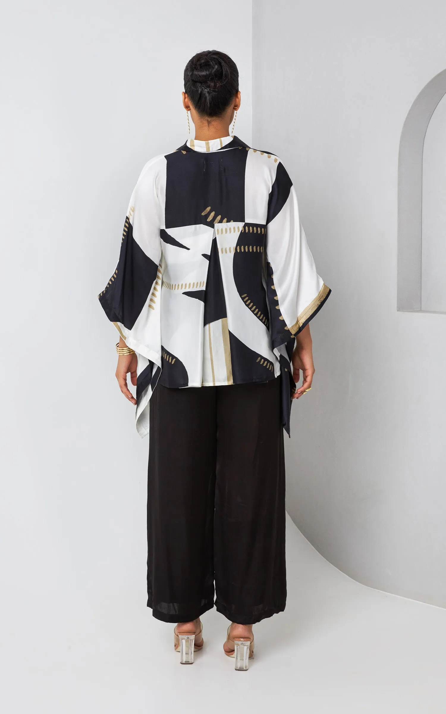 Black and White Abstract Printed Shirt.