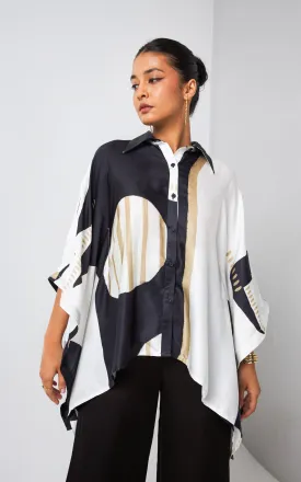 Black and White Abstract Printed Shirt.