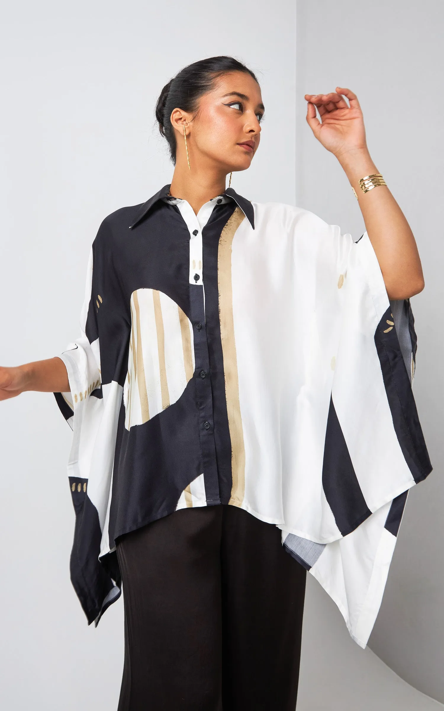 Black and White Abstract Printed Shirt.