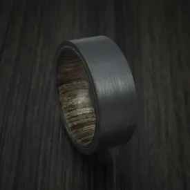 Black Titanium Men's Ring with Hardwood Interior Sleeve Custom Made