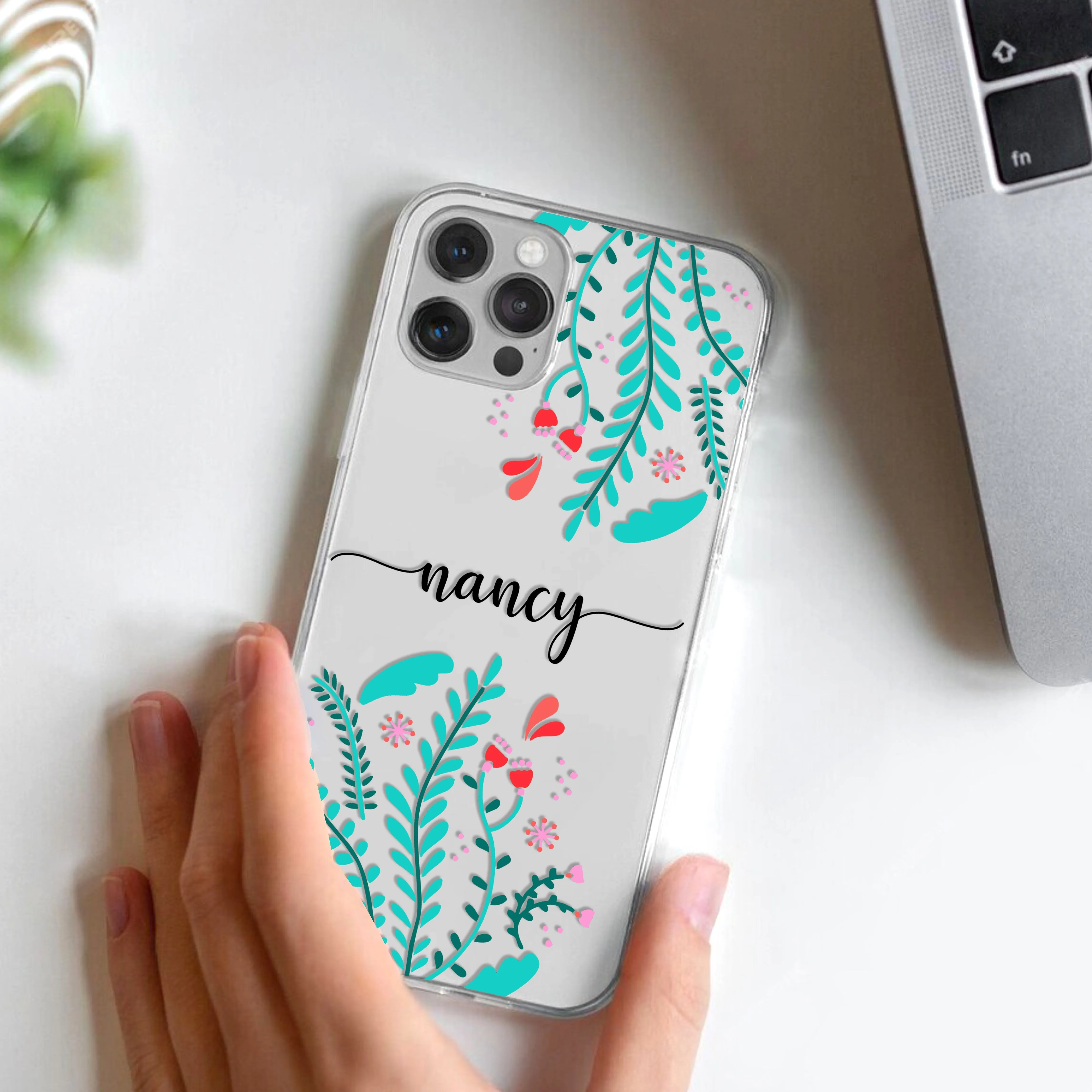 Blue Floral Customize Transparent Silicon Case For Motorola