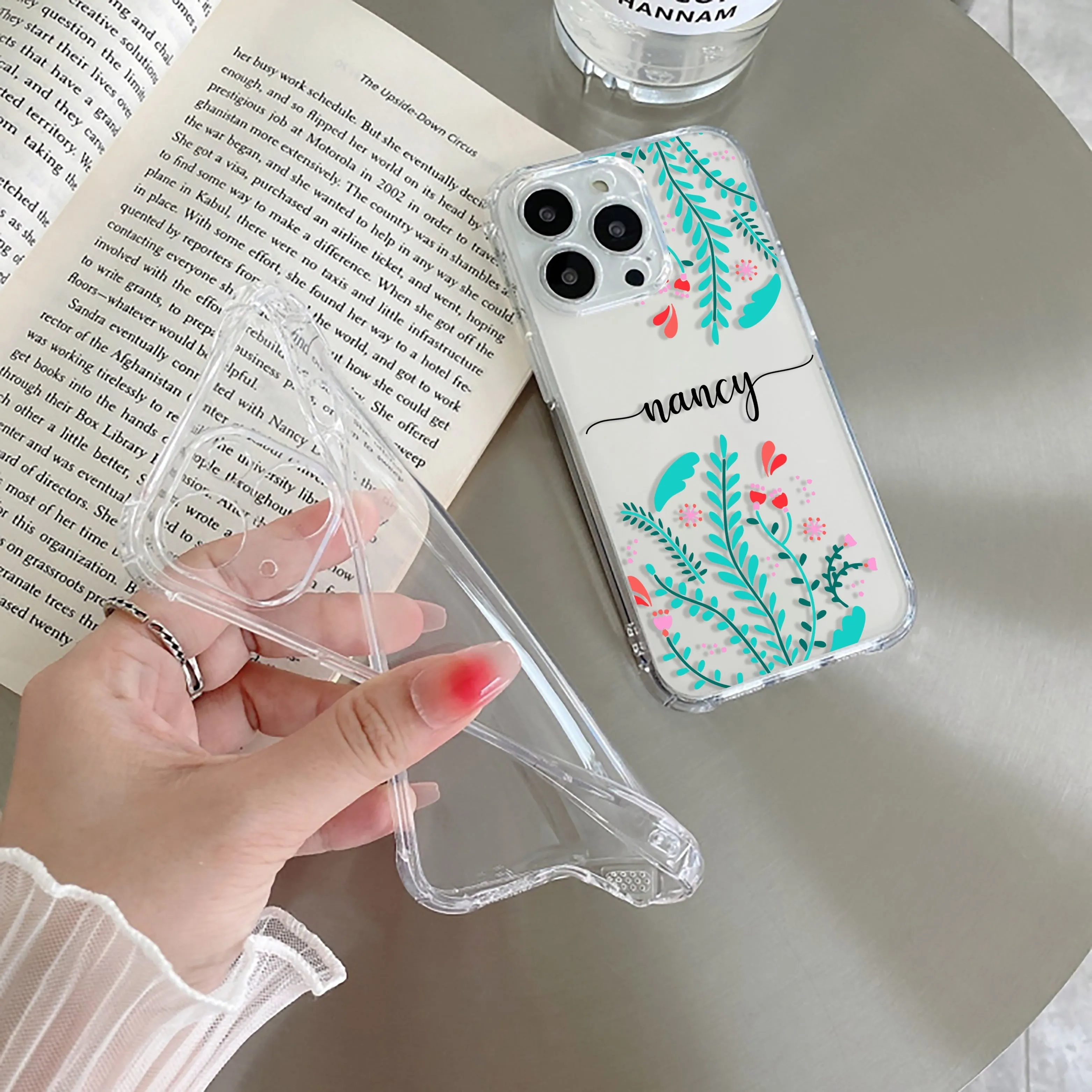 Blue Floral Customize Transparent Silicon Case For Motorola