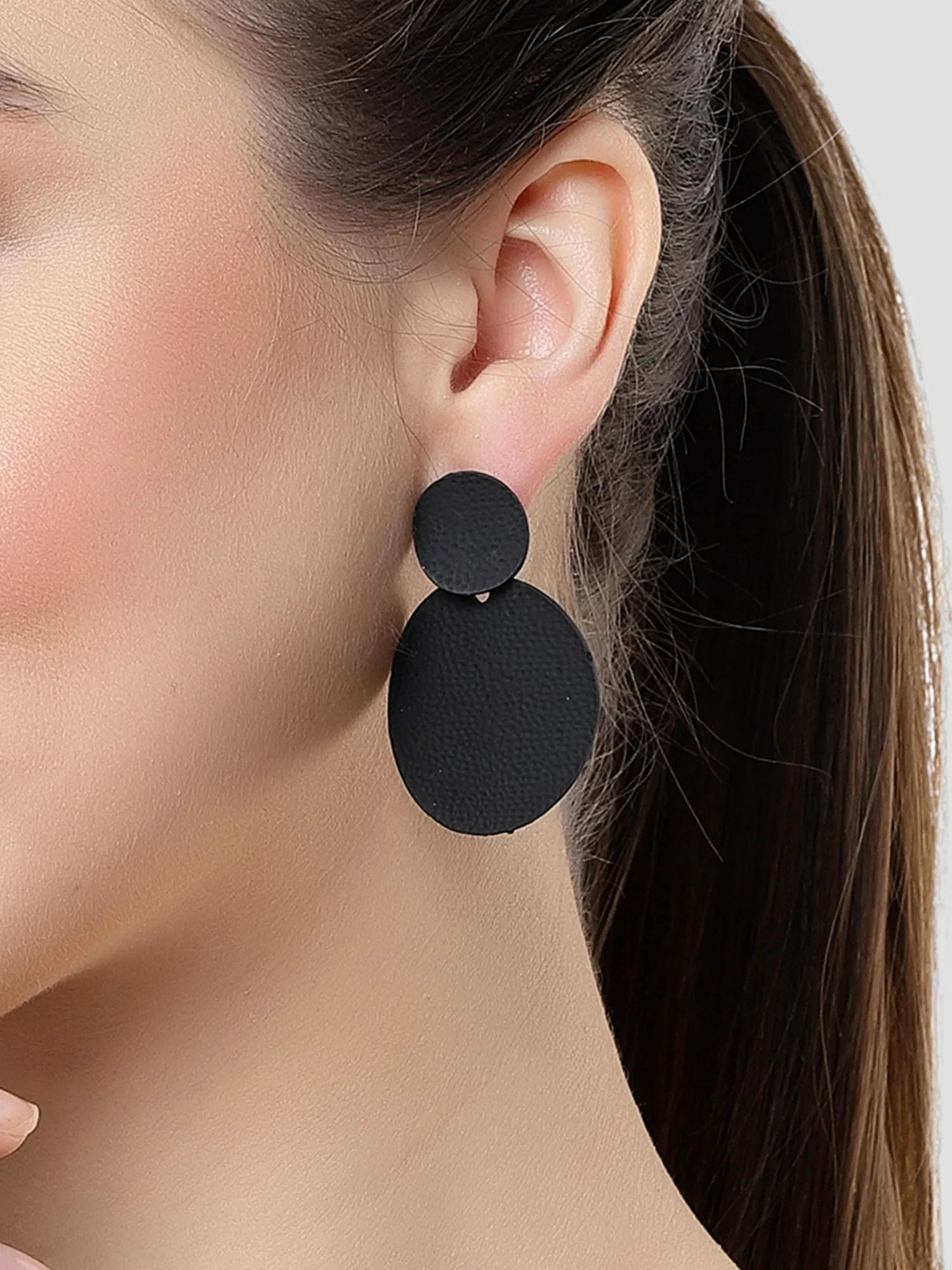 Bohey by KARATCART Black Matt Finish Dangler Earrings for Women