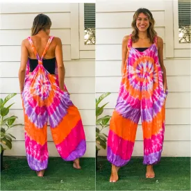 Boho Gypsy Dream Hand Dyed Hippie Racerback Dungarees Jumpsuit Romper