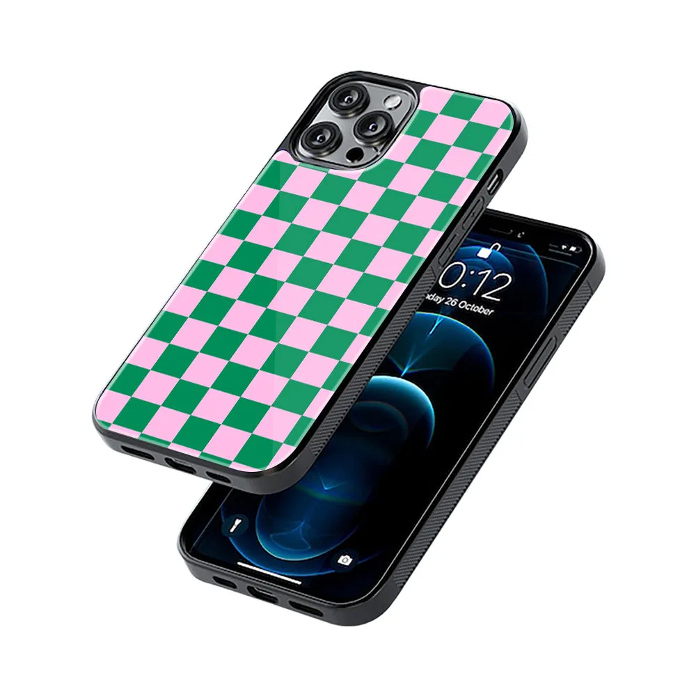 Checkers Pink Green Phone Cover | Glass Case