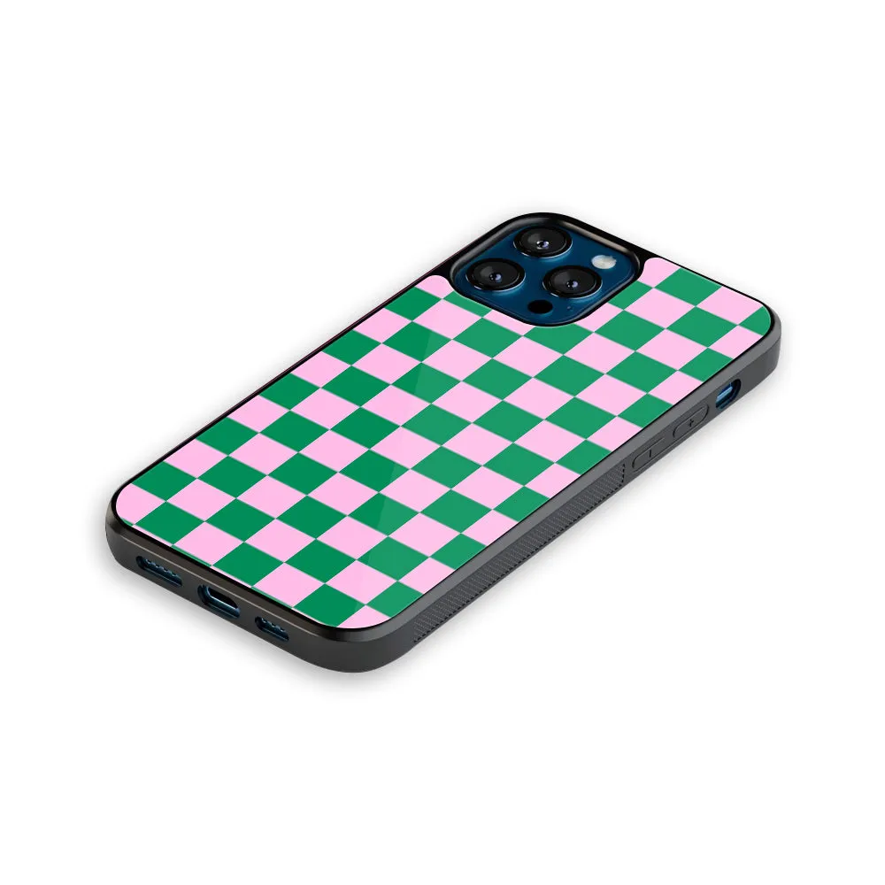 Checkers Pink Green Phone Cover | Glass Case