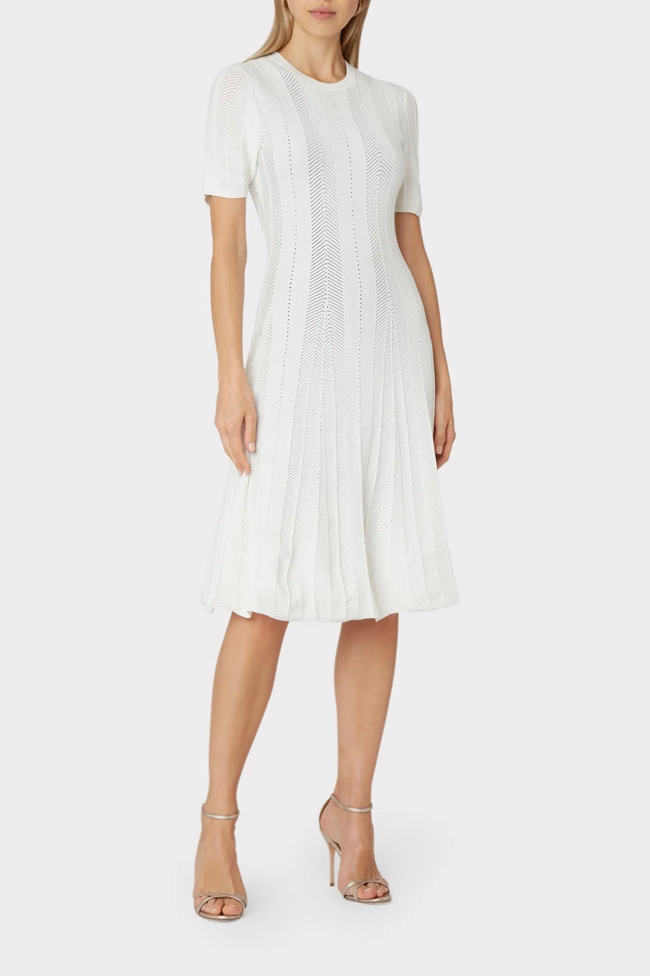 Chevron Pointelle Fit & Flare Dress