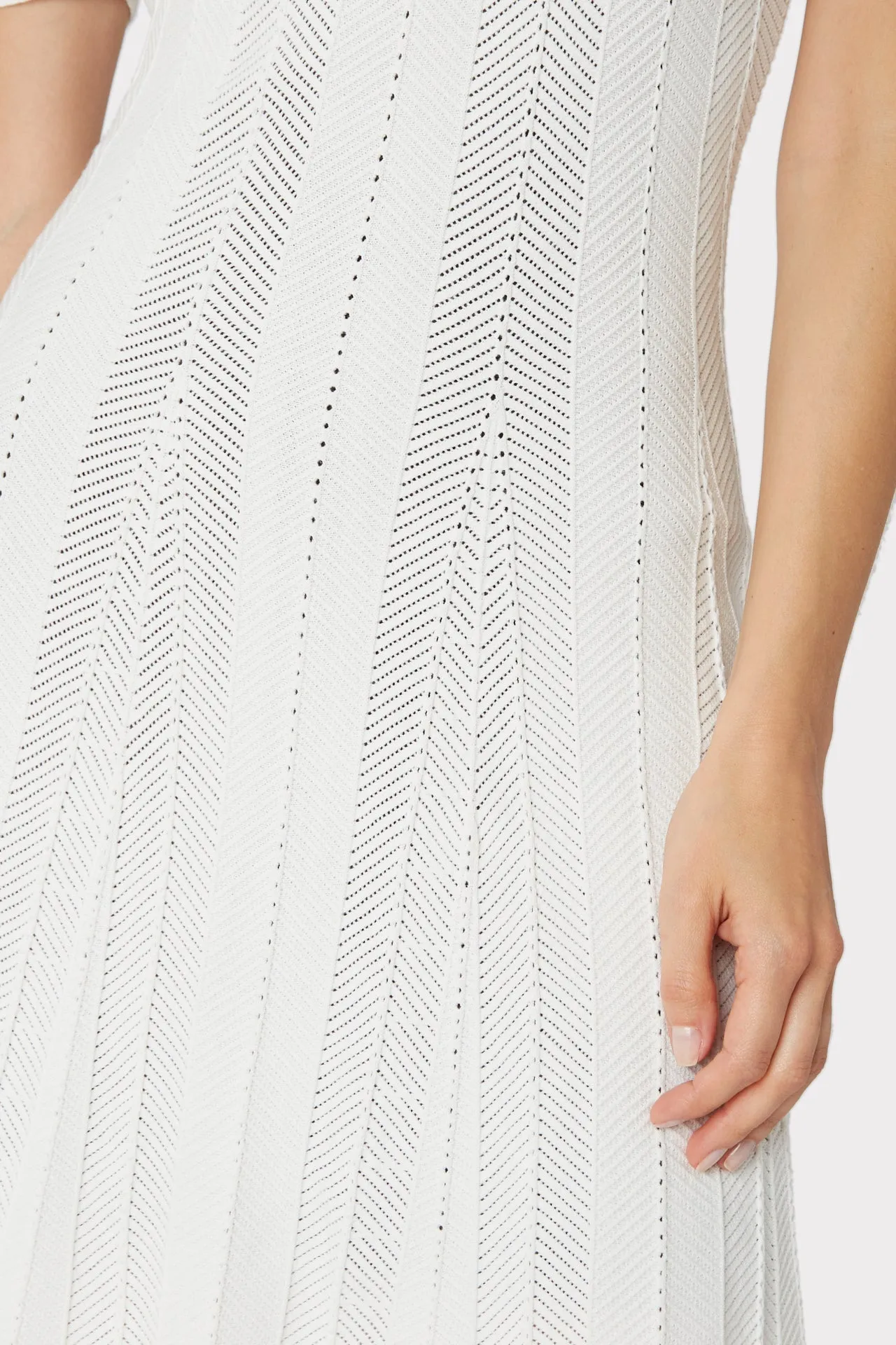 Chevron Pointelle Fit & Flare Dress