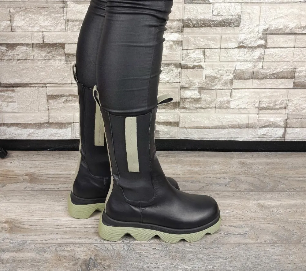 Cizme casual, dama, ANNA VIOTTI, D30-315-99 L2-N negru, piele naturala