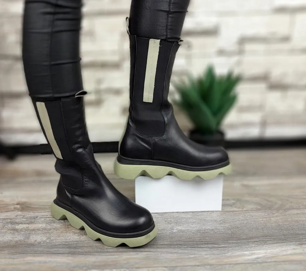 Cizme casual, dama, ANNA VIOTTI, D30-315-99 L2-N negru, piele naturala