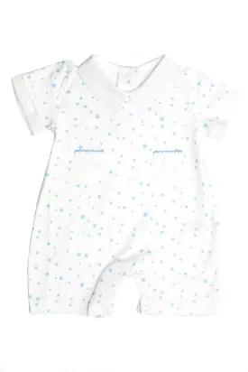 Cotton White Rompers and Pajama with blue stars Pima Cotton