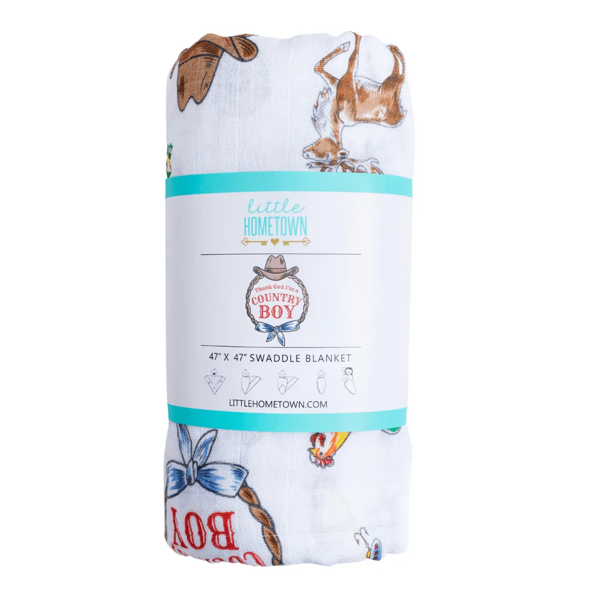 Country Boy Baby Giftset:  Baby Swaddle Blanket and Burp/Bib Combo