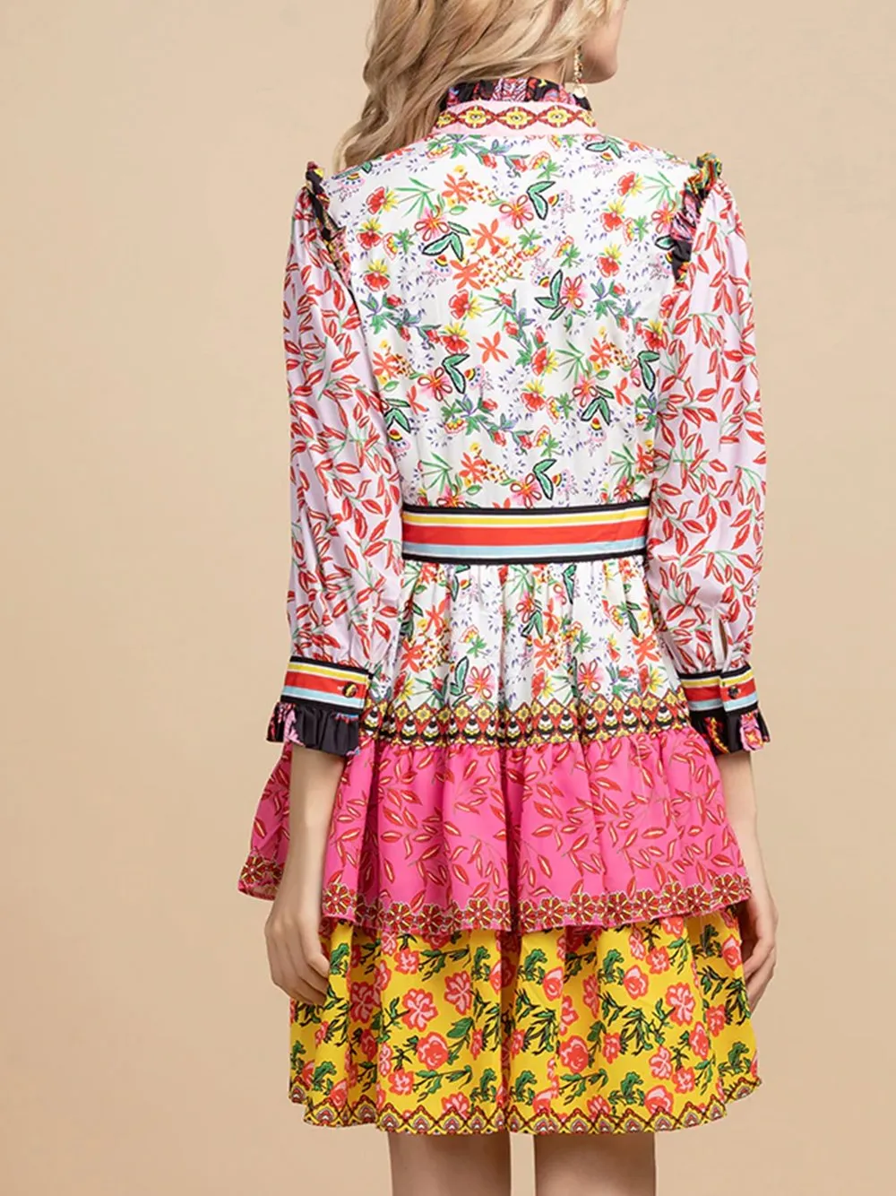 DESSA Floral Print Peplum Ruffle Mini Dress