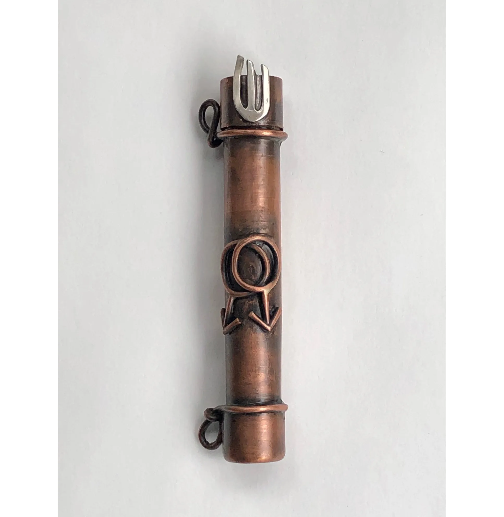 Diversity Male Mezuzah in Copper and Sterling Silver 3750 by Sherri Cohen Design