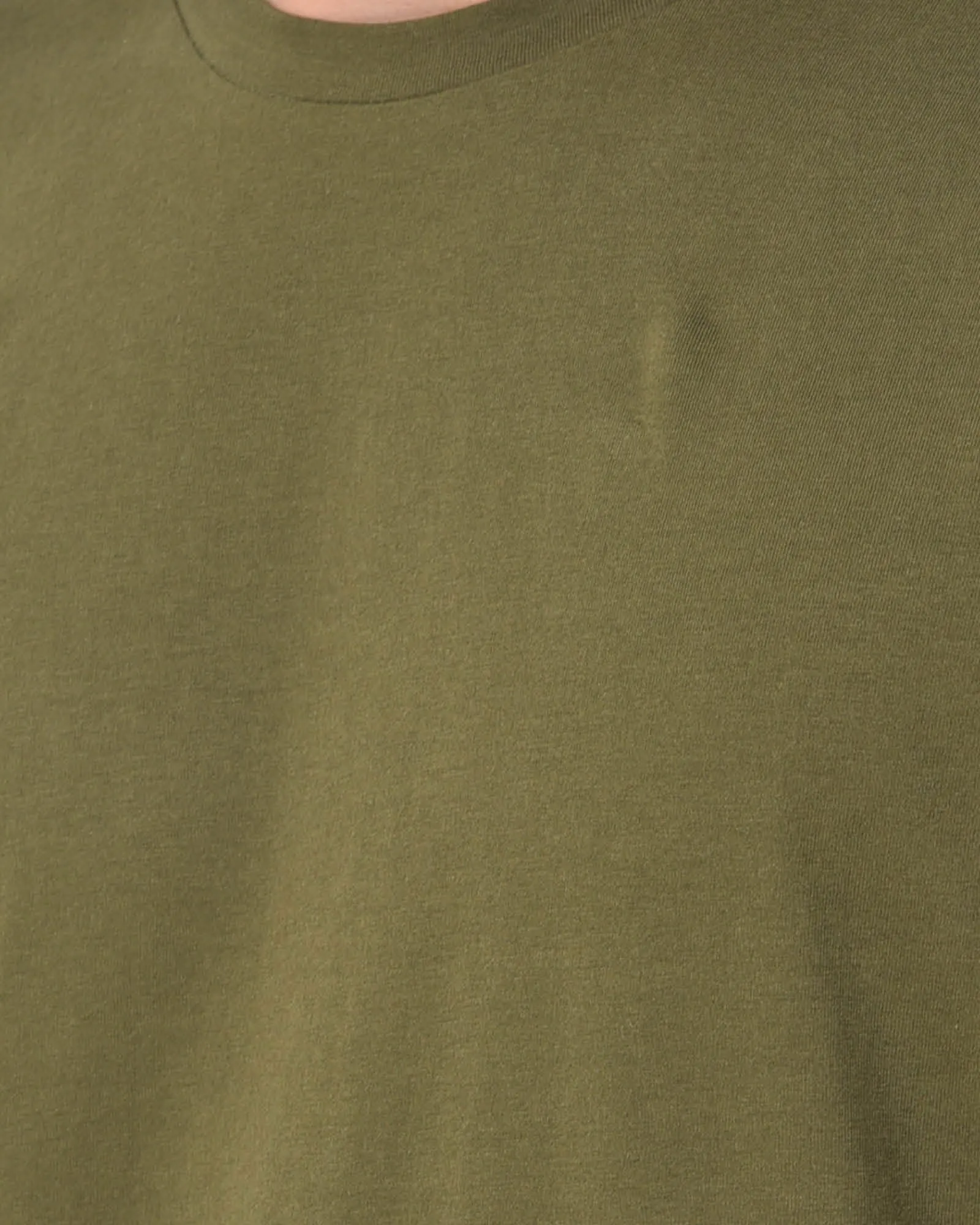 Drop Shoulder Crew Neck: Olive Green