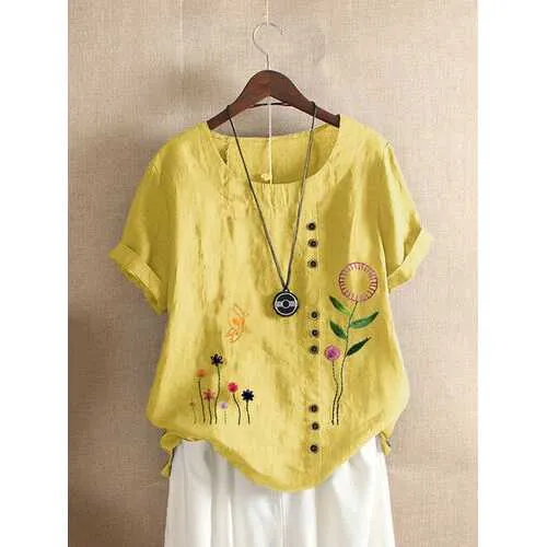 Embroidery Floral Vintage T-shirt