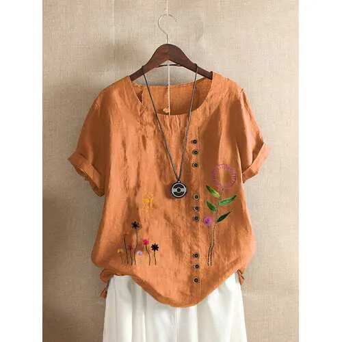 Embroidery Floral Vintage T-shirt