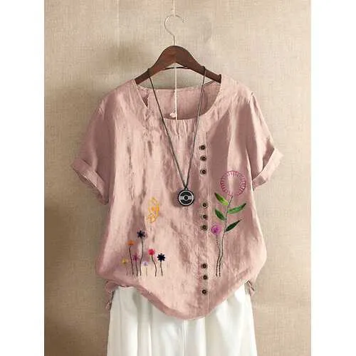 Embroidery Floral Vintage T-shirt