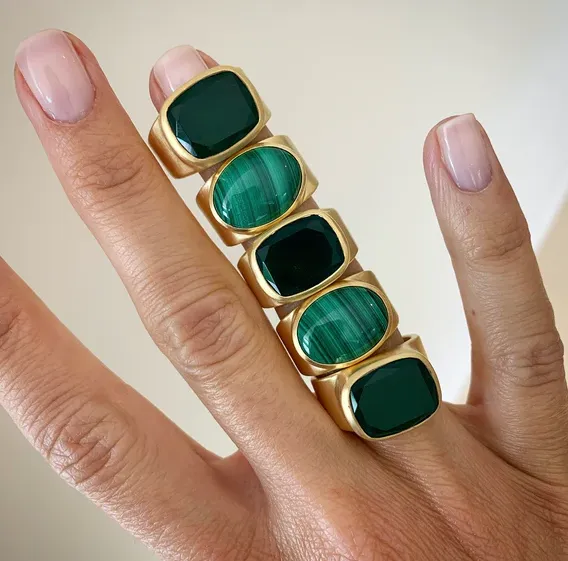 Fairley Green Agate Forest Ring
