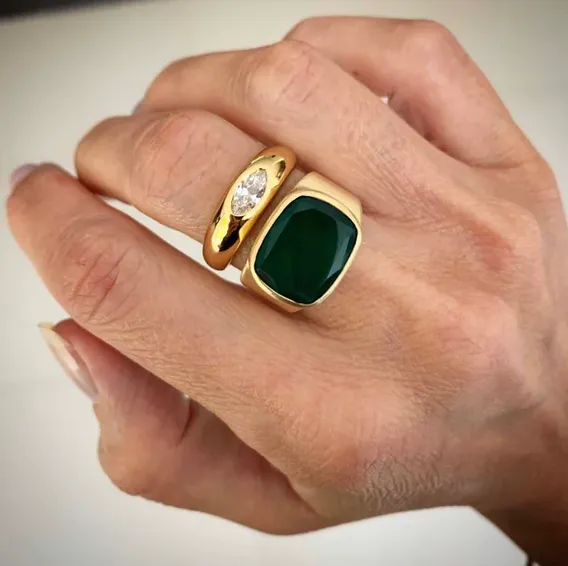 Fairley Green Agate Forest Ring