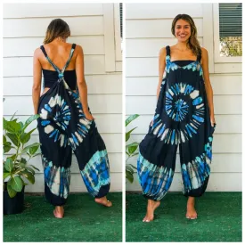 Festival Queen Hand Dyed Hippie Racerback Dungarees Jumpsuit Romper